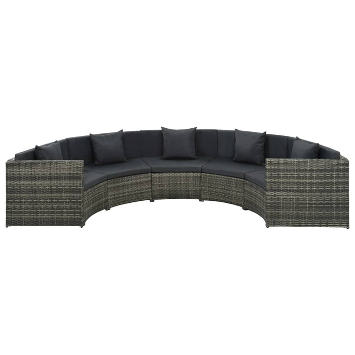 Set mobilier de grădină cu perne, 7 piese, gri, poliratan WALTI