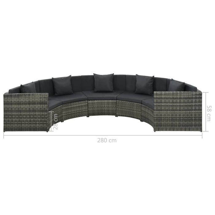 Set mobilier de grădină cu perne, 7 piese, gri, poliratan WALTI
