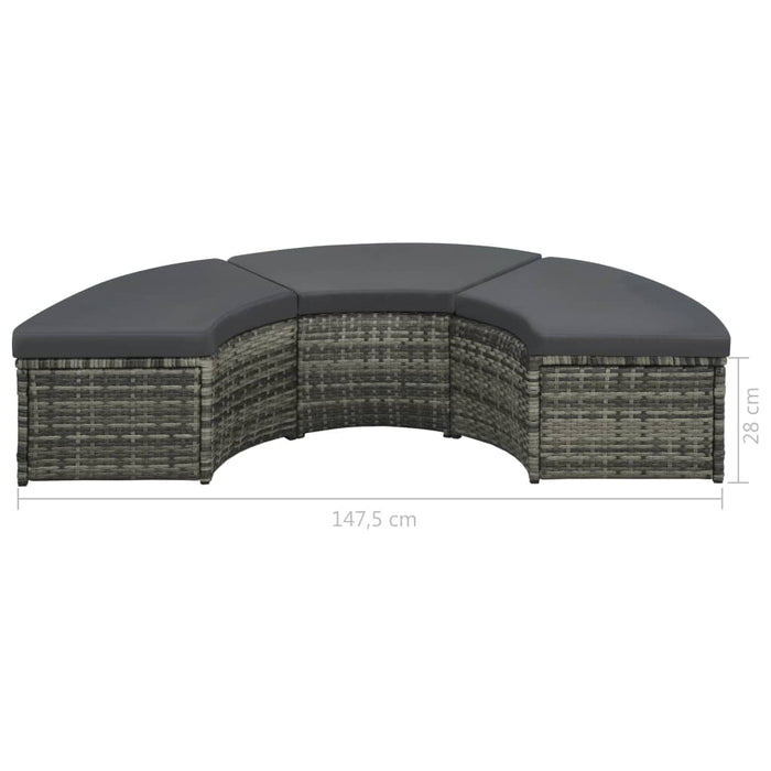Set mobilier de grădină cu perne, 7 piese, gri, poliratan WALTI