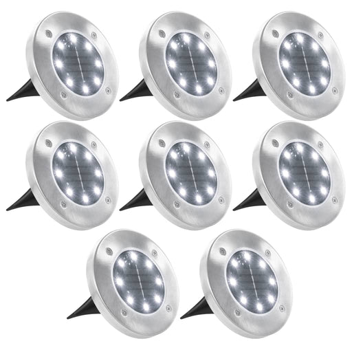 Lămpi solare de sol, 8 buc., alb, becuri LED - WALTI WALTI