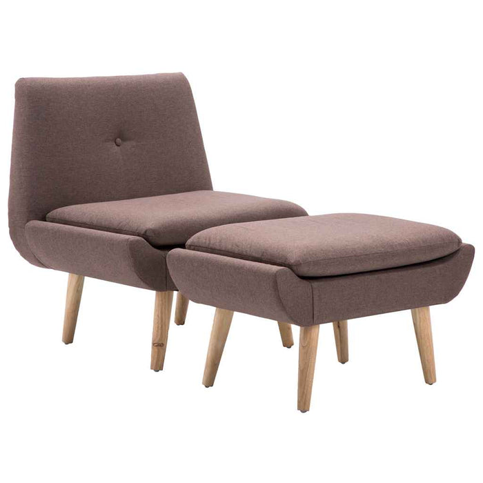 Fotoliu cu taburet, maro, material textil WALTI
