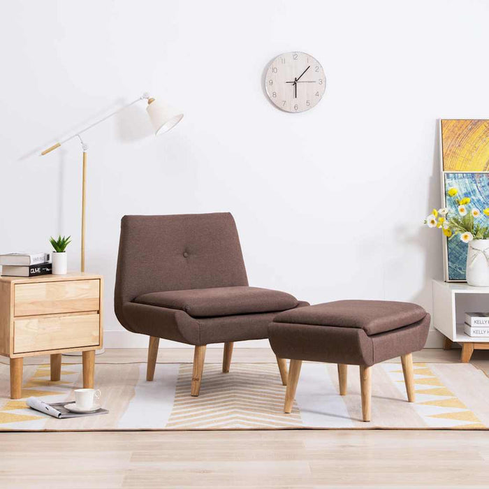Fotoliu cu taburet, maro, material textil WALTI