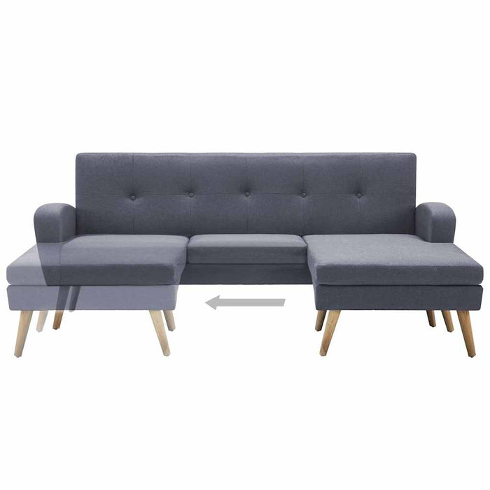 Canapea în formă de L gri deschis 186x136x79cm tapițerie pânză WALTI