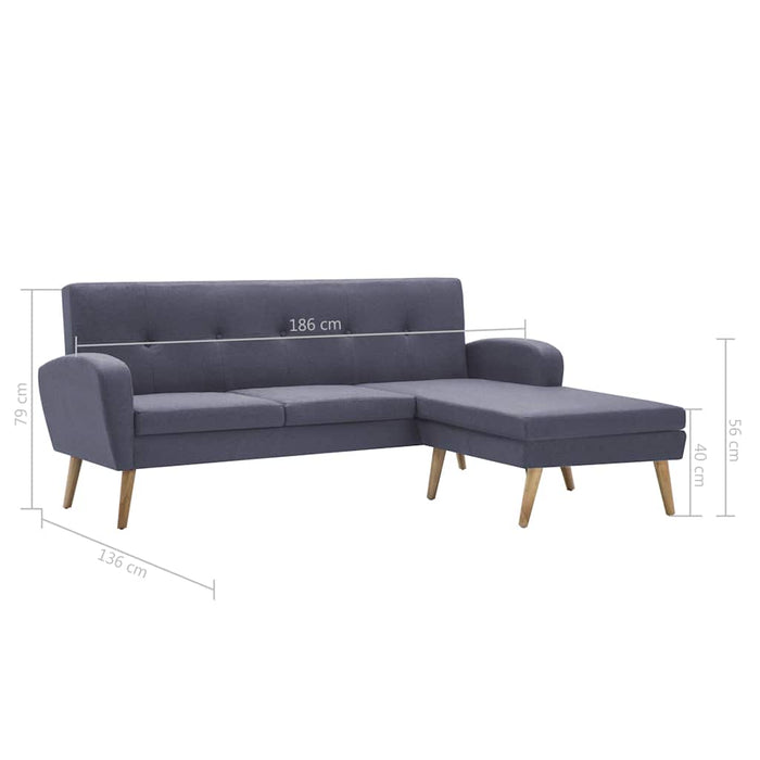 Canapea în formă de L gri deschis 186x136x79cm tapițerie pânză WALTI