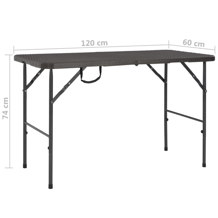 Masă de grădină pliabilă, maro, 120x60x74, HDPE, aspect ratan - WALTI WALTI
