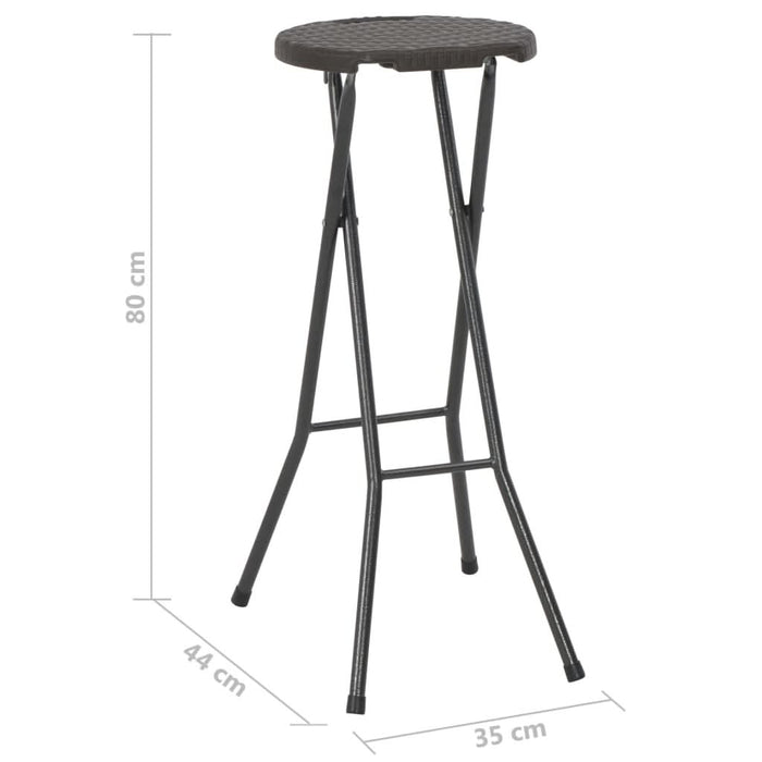 Scaune de bar pliabile 2 buc., maro, HDPE și oțel, aspect ratan - WALTI WALTI