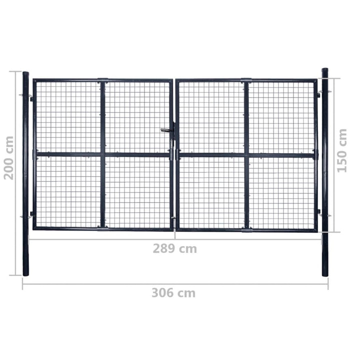 Poartă de grădină din plasă, oțel galvanizat, gri, 300x150 cm - WALTI WALTI