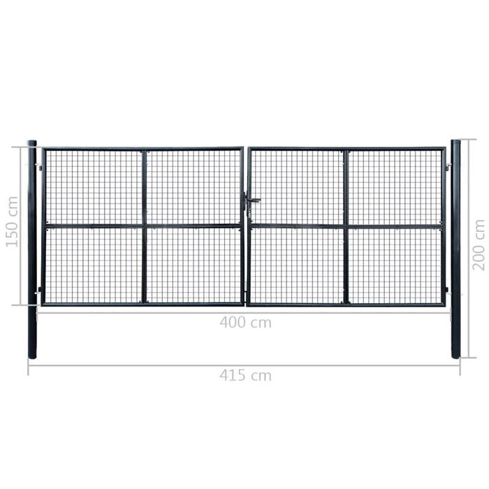 Poartă din plasă grădină, oțel galvanizat, 400 x 150 cm, gri - WALTI WALTI