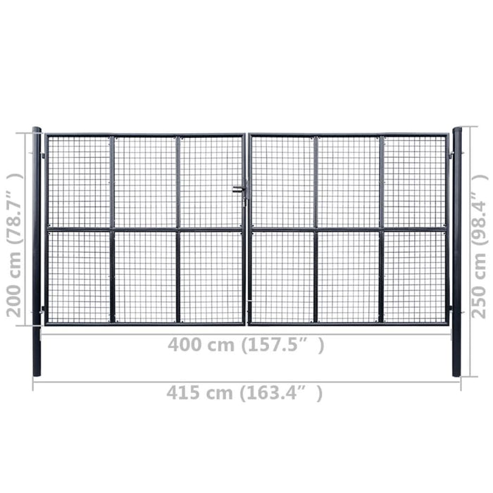 Poartă din plasă grădină, oțel galvanizat, 400 x 100 cm, gri - WALTI WALTI
