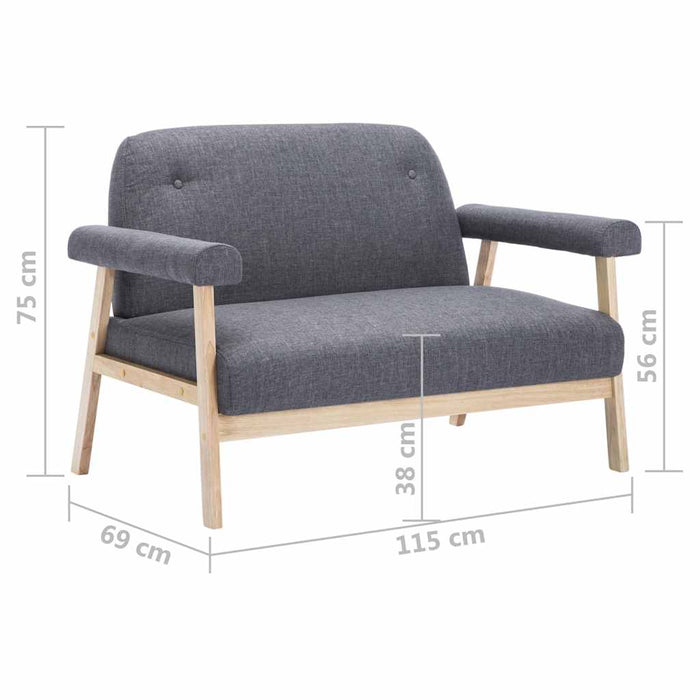 Set canapea de 3 persoane, 2 piese, material textil, gri închis WALTI