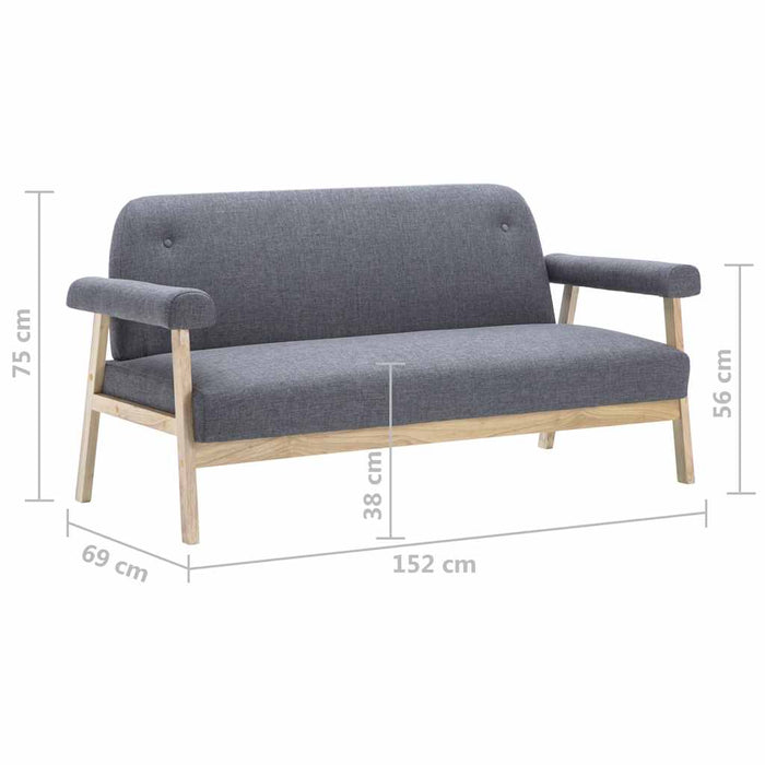 Set canapele de 5 persoane, 2 piese, gri închis material textil WALTI