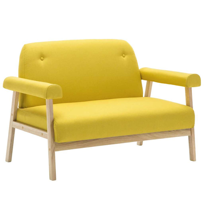 Set canapea de 3 persoane, 2 piese, material textil, galben WALTI