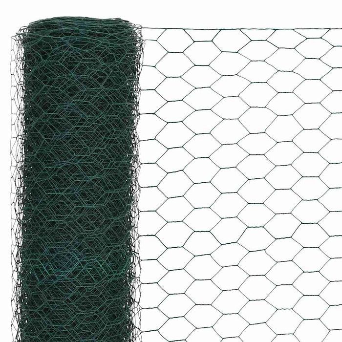 Plasă de sârmă găini, verde, 25 x 1,5 m, oțel cu înveliș PVC - WALTI WALTI