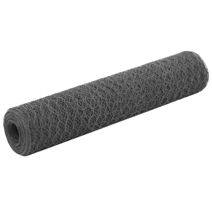 Plasă de sârmă găini, gri, 25 x 0,75 m, oțel cu înveliș PVC - WALTI WALTI