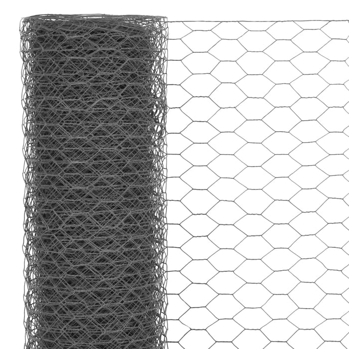 Plasă de sârmă găini, gri, 25 x 1 m, oțel cu înveliș PVC - WALTI WALTI