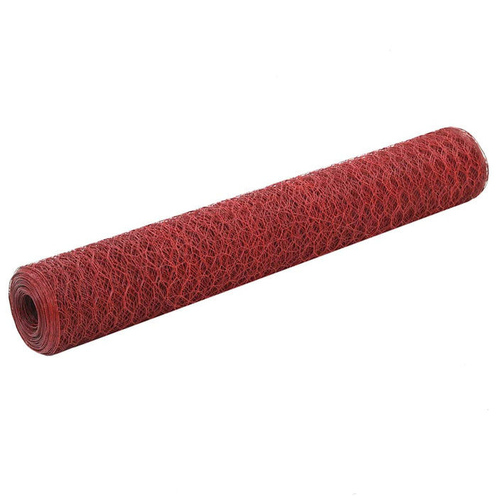 Plasă de sârmă găini, roșu, 25 x 1 m, oțel cu înveliș PVC - WALTI WALTI