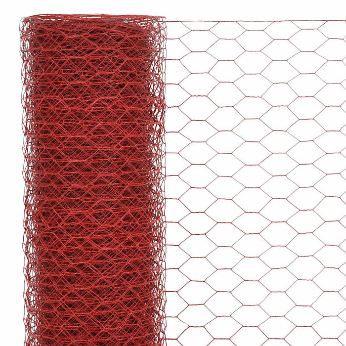 Plasă de sârmă găini, roșu, 25 x 1 m, oțel cu înveliș PVC - WALTI WALTI