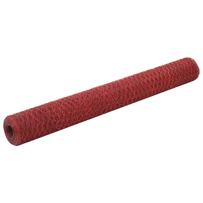 Plasă de sârmă găini, roșu, 25 x 1,2 m, oțel cu înveliș PVC - WALTI WALTI