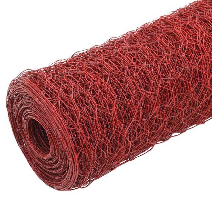 Plasă de sârmă găini, roșu, 25 x 1,2 m, oțel cu înveliș PVC - WALTI WALTI