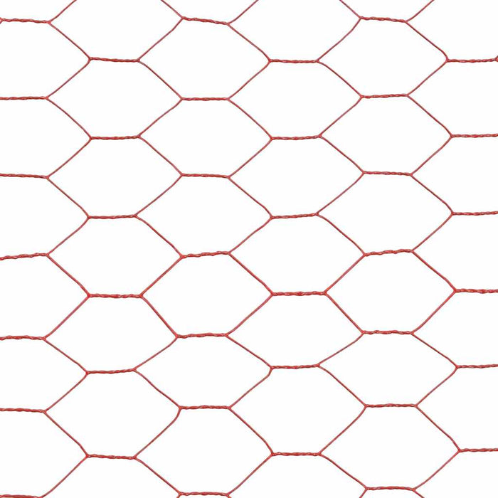 Plasă de sârmă găini, roșu, 25 x 1,2 m, oțel cu înveliș PVC - WALTI WALTI