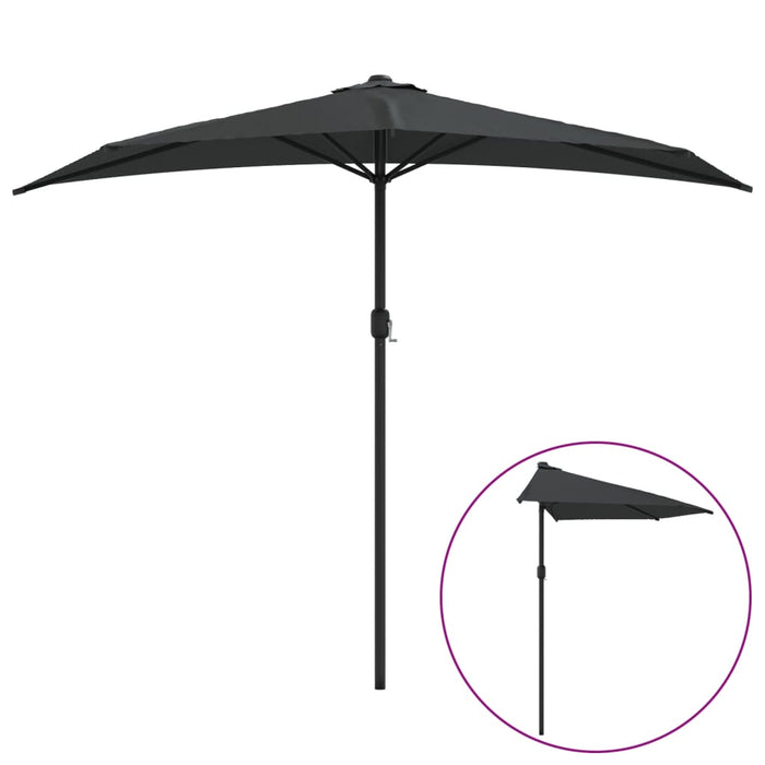 Umbrelă de soare de balcon, tijă aluminiu, antracit, 270x144 cm - WALTI WALTI