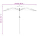 Umbrelă de soare de balcon, tijă aluminiu, antracit, 270x144 cm - WALTI WALTI