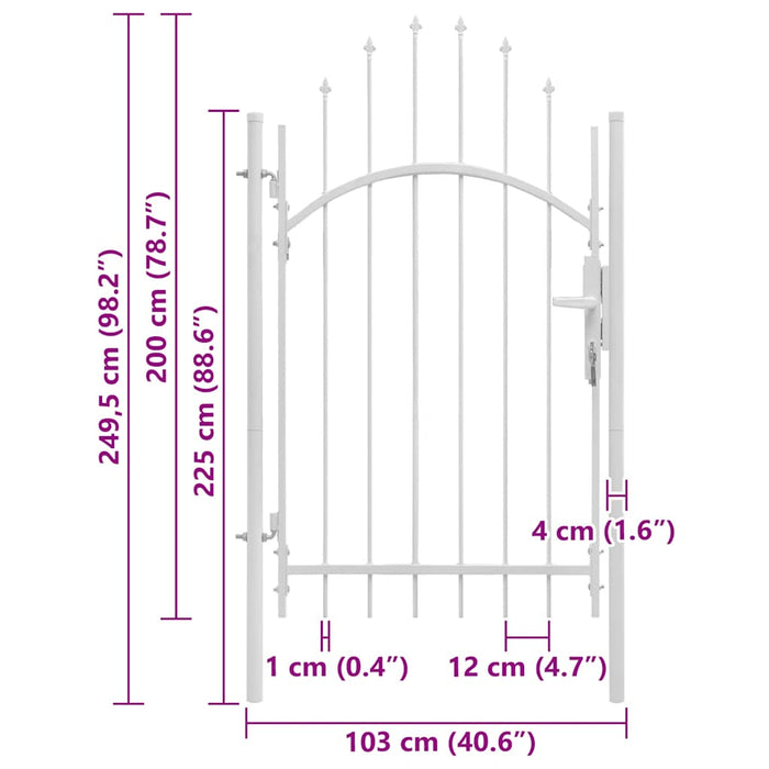 Poartă de grădină Woerden din oțel, 1x2,45 m, albă WALTI