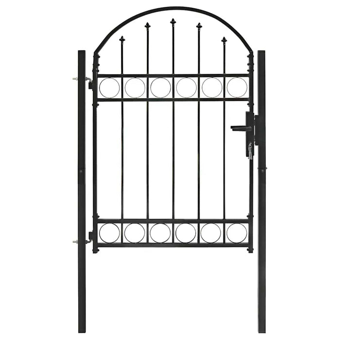 Poartă de gard ASSEN cu blat arcuit din oțel, 102x125 cm, negru WALTI