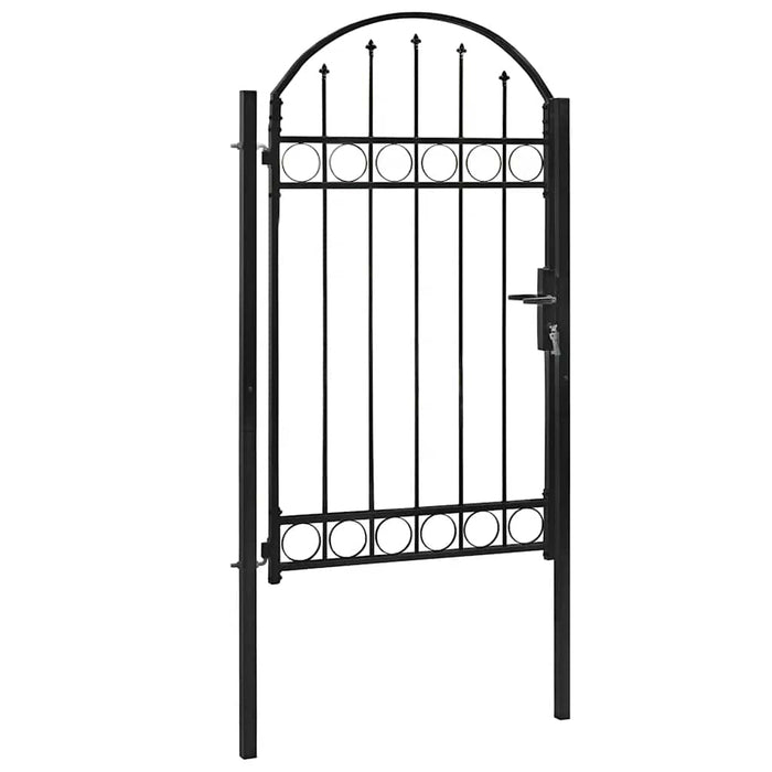 Poartă de gard ASSEN cu blat arcuit din oțel, 102x175 cm, negru - WALTI WALTI