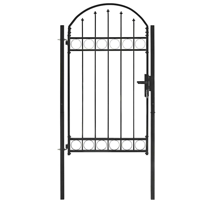 Poartă de gard ASSEN cu blat arcuit din oțel, 102x175 cm, negru - WALTI WALTI