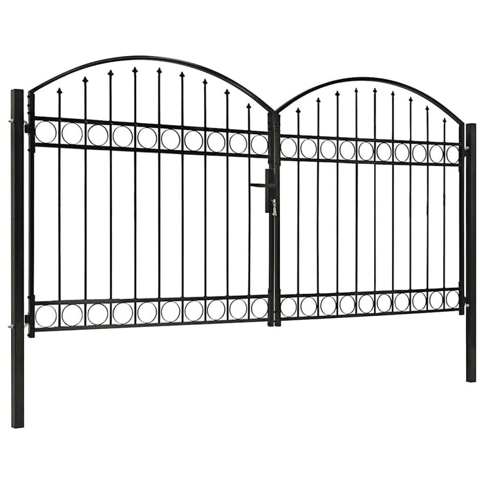 Poartă de gard ASSEN Ușă dublă cu blat arcuit din oțel 300x150 cm WALTI