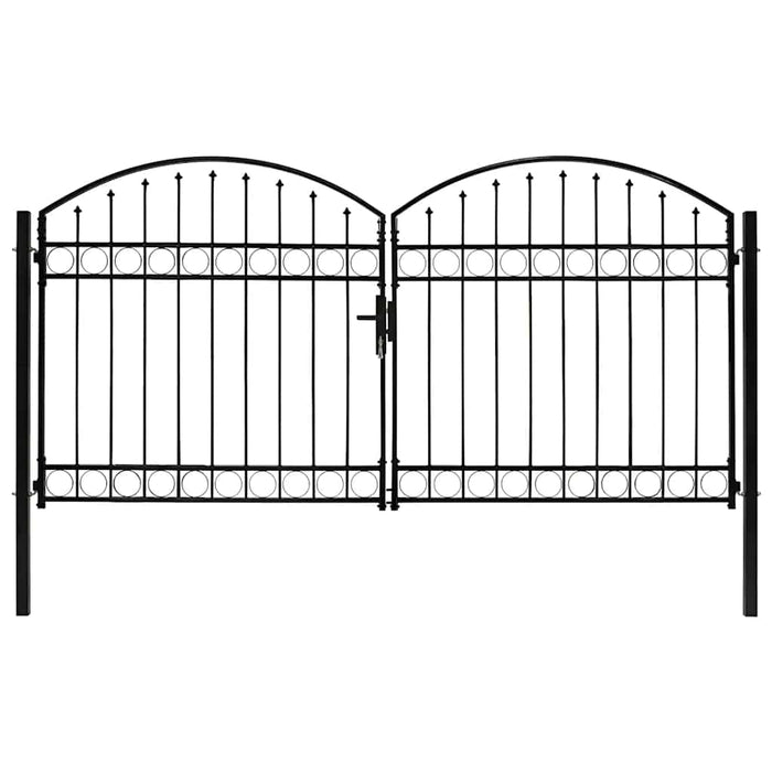 Poartă de gard ASSEN Ușă dublă cu blat arcuit din oțel 300x150 cm WALTI