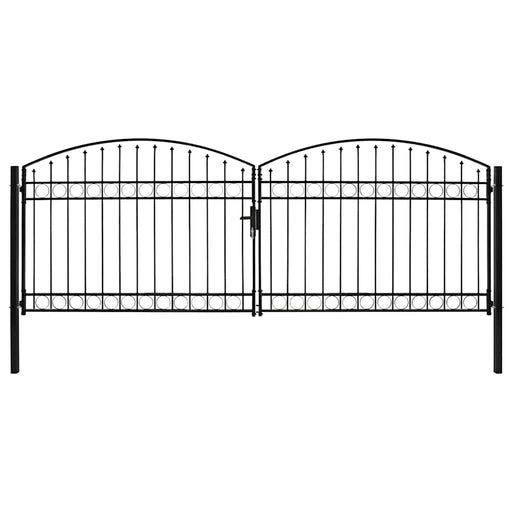 Poartă de gard ASSEN Ușă dublă cu blat arcuit din oțel 400x150 cm - WALTI WALTI