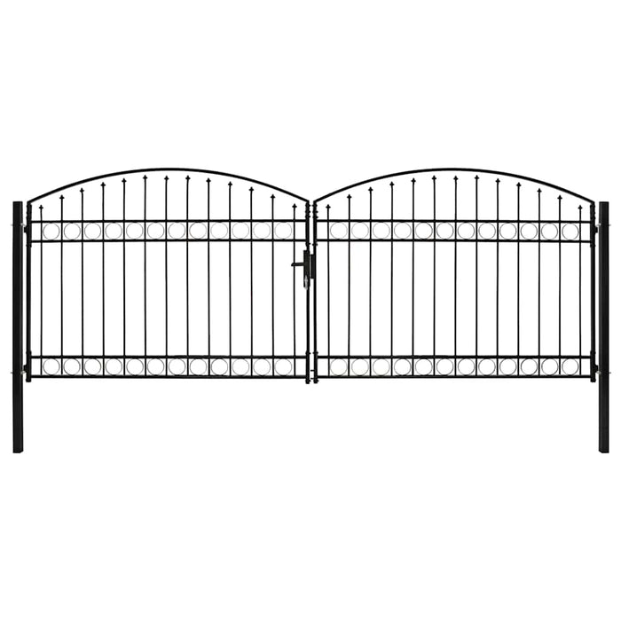 Poartă de gard ASSEN Ușă dublă cu blat arcuit din oțel 400x150 cm - WALTI WALTI
