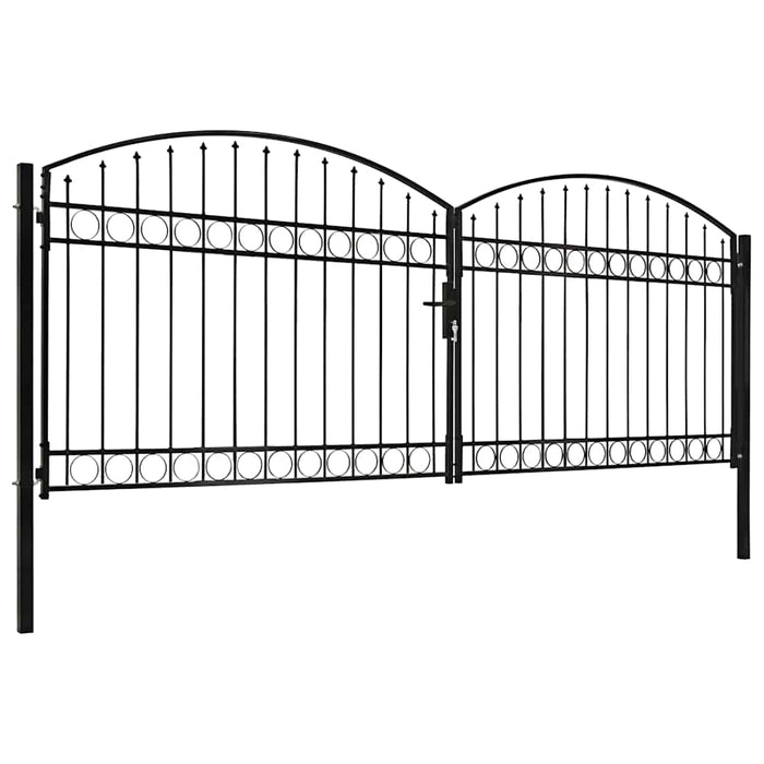 Poartă de gard ASSEN Ușă dublă cu blat arcuit din oțel 400x150 cm - WALTI WALTI