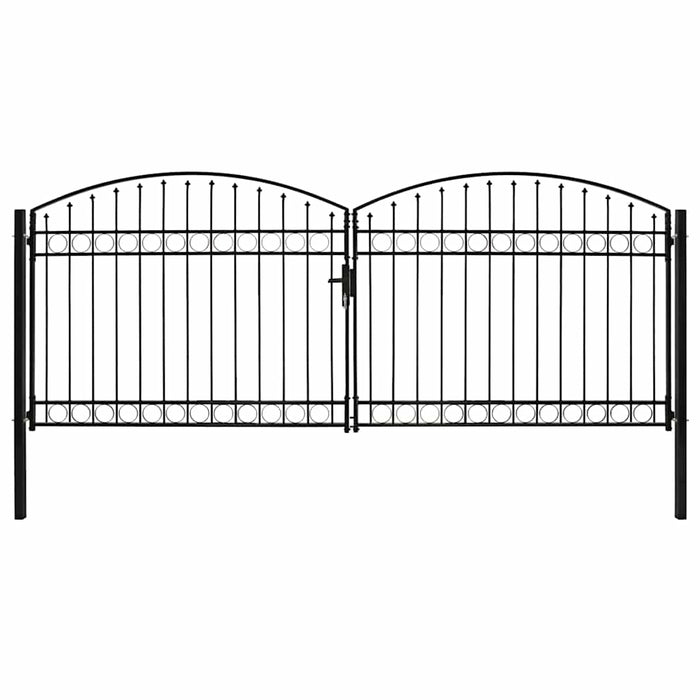 Poartă de gard ASSEN Ușă dublă cu blat arcuit din oțel 400x175 cm WALTI