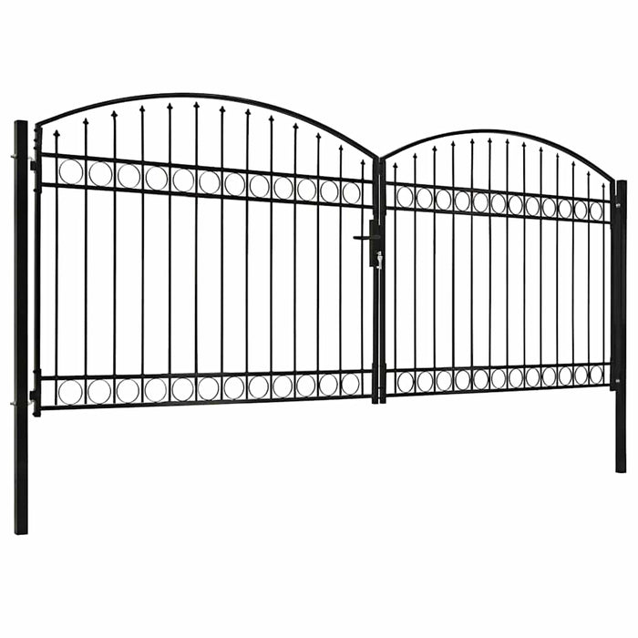 Poartă de gard ASSEN Ușă dublă cu blat arcuit din oțel 400x175 cm WALTI