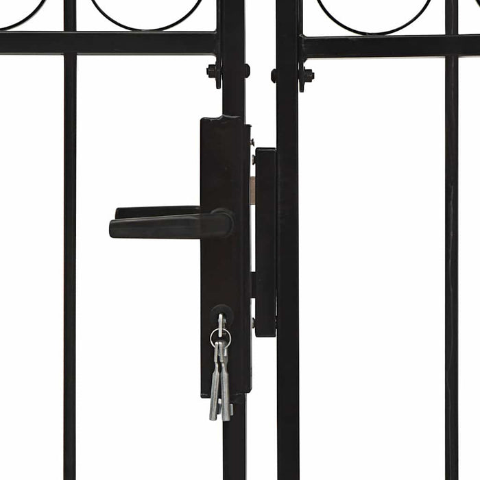 Poartă de gard ASSEN Ușă dublă cu blat arcuit din oțel 400x175 cm WALTI