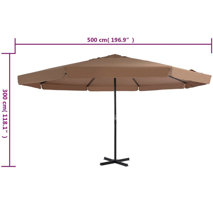 Umbrelă soare exterior cu stâlp aluminiu gri taupe 500 cm - WALTI WALTI