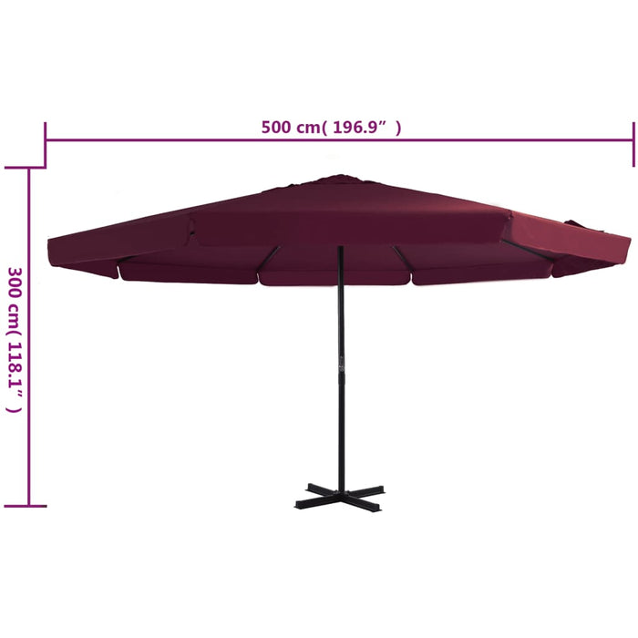 Umbrelă de soare de exterior stâlp aluminiu roșu bordo 500 cm - WALTI WALTI