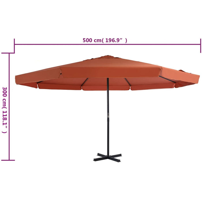 Umbrelă de soare exterior cu stâlp aluminiu, cărămiziu, 500 cm - WALTI WALTI