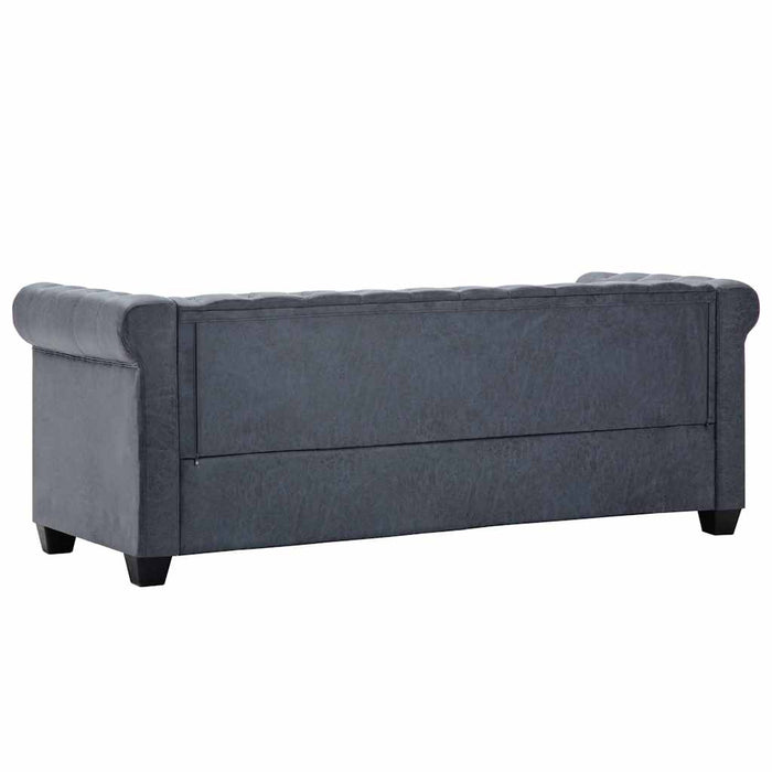Canapea Chesterfield 3 locuri, piele întoarsă artificială, gri WALTI