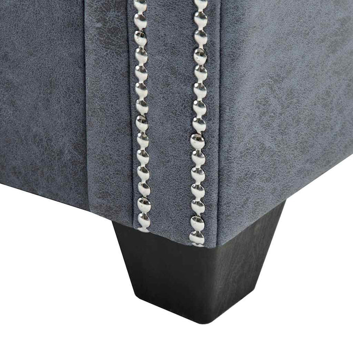 Canapea Chesterfield 3 locuri, piele întoarsă artificială, gri WALTI