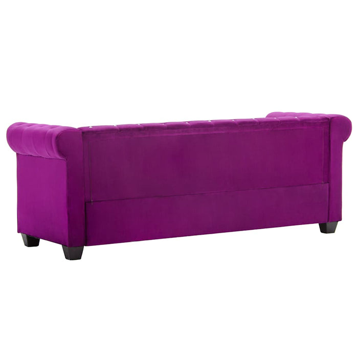 Canapea Chesterfield 3 locuri, catifea, 199x75x72 cm, violet WALTI