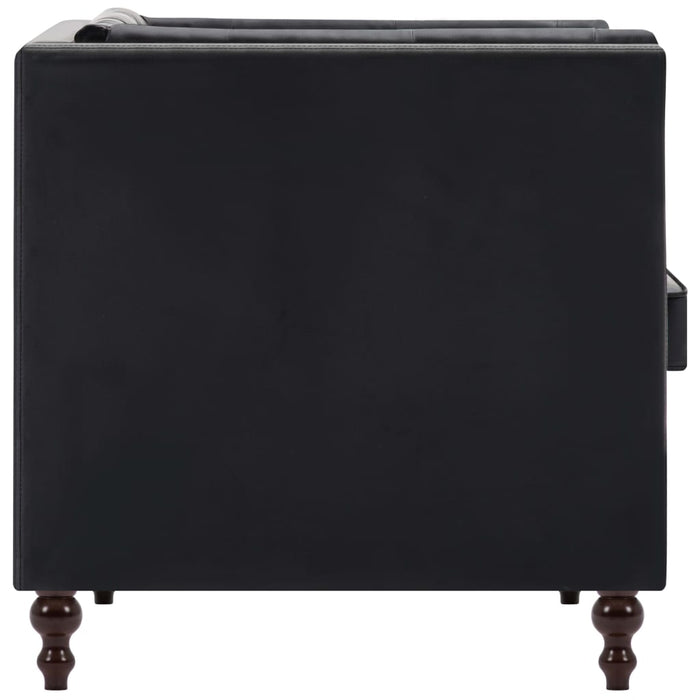 Canapea Chesterfield cu 3 locuri, negru, piele ecologică WALTI