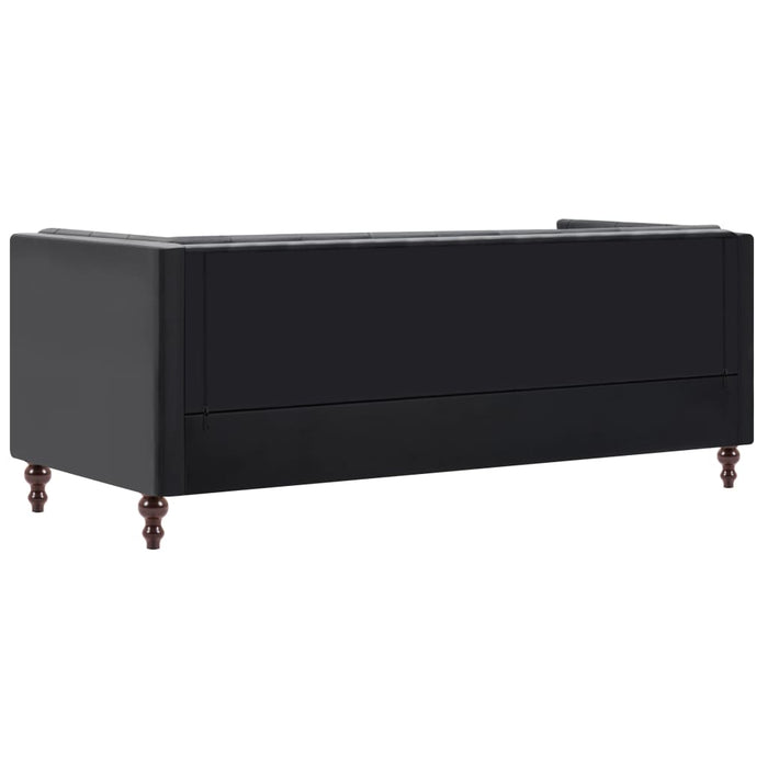 Canapea Chesterfield cu 3 locuri, negru, piele ecologică WALTI