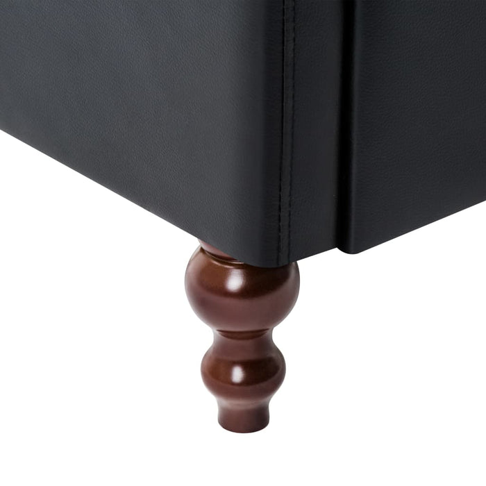 Canapea Chesterfield cu 3 locuri, negru, piele ecologică WALTI