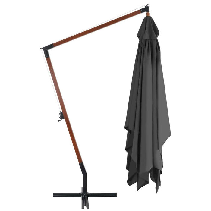 Umbrelă în consolă cu stâlp din lemn, antracit, 400 x 300 cm - WALTI WALTI