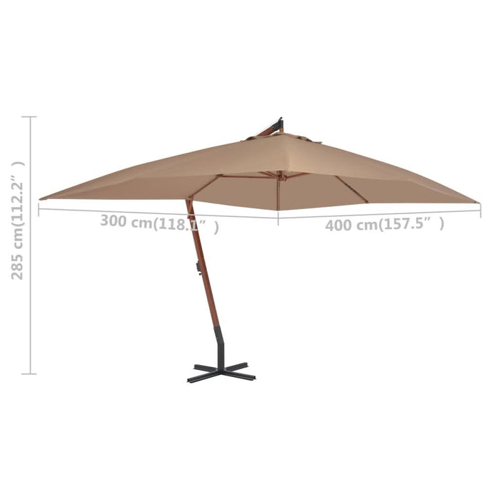 Umbrelă consolă de grădină cu stâlp din lemn, taupe, 400x300 cm - WALTI WALTI