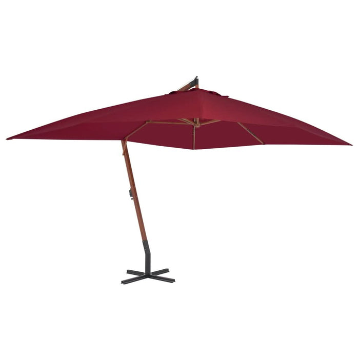 Umbrelă consolă de grădină cu stâlp din lemn, bordo, 400x300 cm - WALTI WALTI